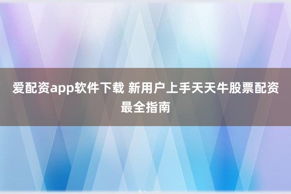爱配资app软件下载 新用户上手天天牛股票配资最全指南