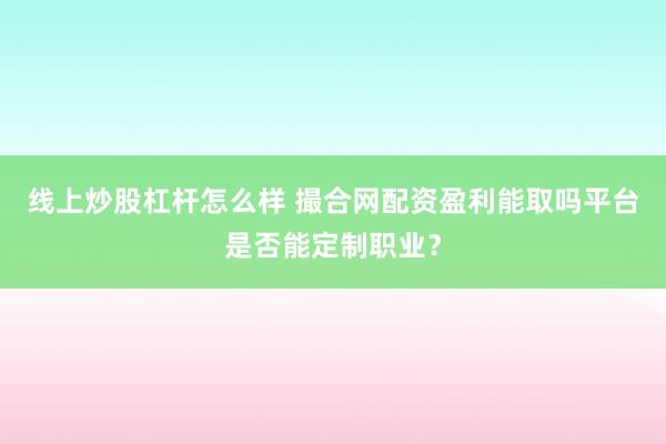 线上炒股杠杆怎么样 撮合网配资盈利能取吗平台是否能定制职业？