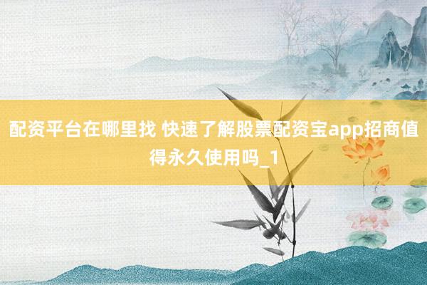 配资平台在哪里找 快速了解股票配资宝app招商值得永久使用吗_1