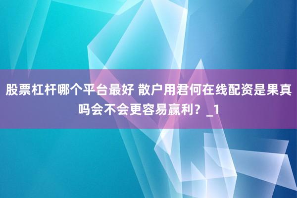 股票杠杆哪个平台最好 散户用君何在线配资是果真吗会不会更容易赢利？_1